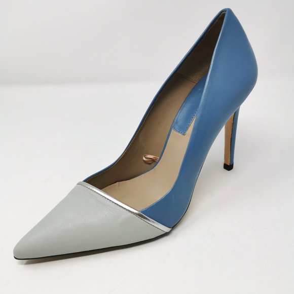 Zara Shoes - Zara Basic Collection Blue & Grey Colorblock Pointed Toes Heels